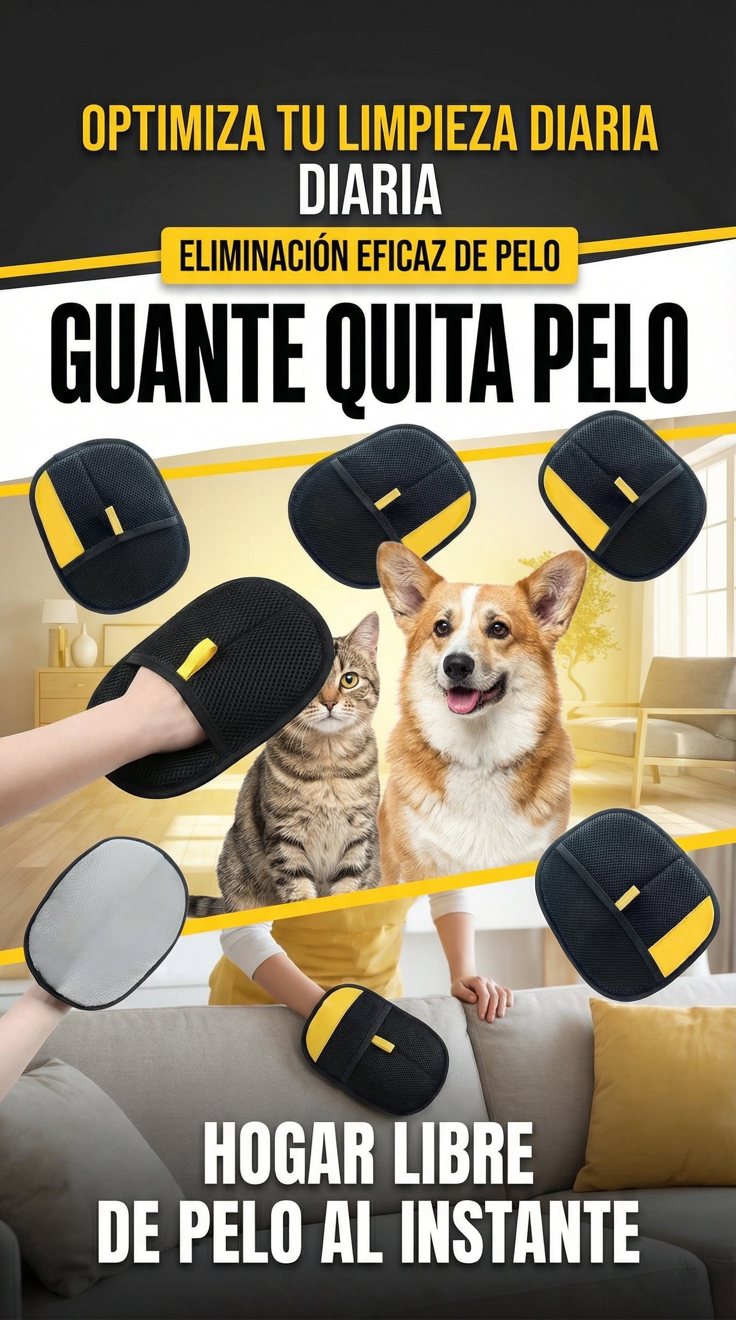 Guante Removedor de Pelo 2 en 1 - Negro