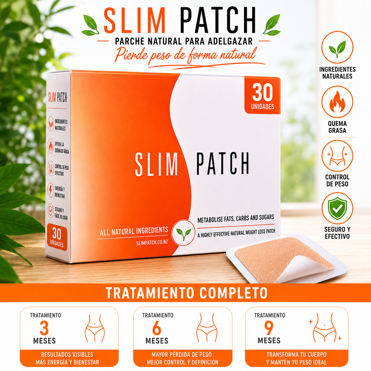SLIM PATCH - PARCHE NATURAL ADELGAZANTE 30 UN. ¡PIERDE PESO DE FORMA NATURAL!