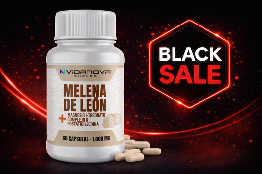 MELENA DE LEÓN + Magnesio L-treonato + Complejo B + Fosfatidilserina (60 cápsulas, 1000 mg)